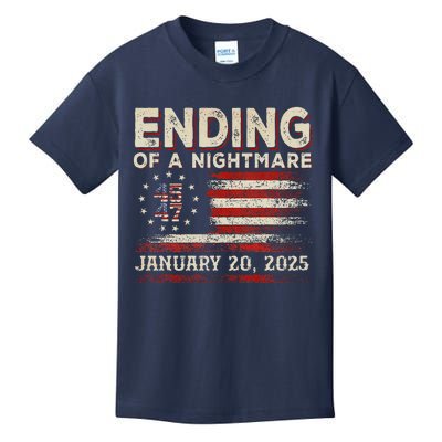 Trump 45 47 Ending Of A Nightmare Us Flag January 20 2025 Kids T-Shirt