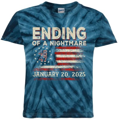 Trump 45 47 Ending Of A Nightmare Us Flag January 20 2025 Kids Tie-Dye T-Shirt