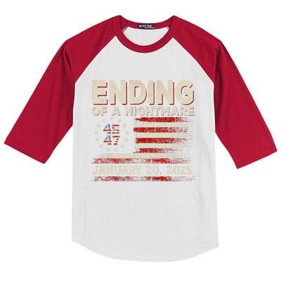 Trump 45 47 Ending Of A Nightmare Us Flag January 20 2025 Kids Colorblock Raglan Jersey