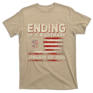 Trump 45 47 Ending Of A Nightmare Us Flag January 20 2025 T-Shirt