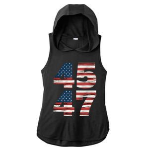 Trump 45 47 American Flag Republican Trump 2024 President Gift Ladies PosiCharge Tri-Blend Wicking Draft Hoodie Tank