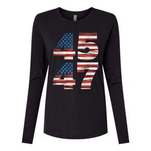 Trump 45 47 American Flag Republican Trump 2024 President Gift Womens Cotton Relaxed Long Sleeve T-Shirt