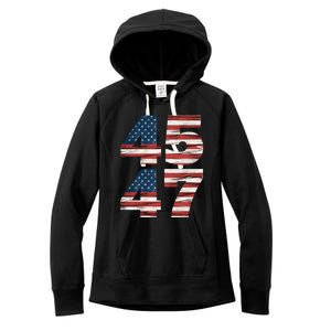 Trump 45 47 American Flag Republican Trump 2024 President Gift Women's Fleece Hoodie