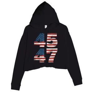 Trump 45 47 American Flag Republican Trump 2024 President Gift Crop Fleece Hoodie