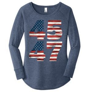 Trump 45 47 American Flag Republican Trump 2024 President Gift Women's Perfect Tri Tunic Long Sleeve Shirt