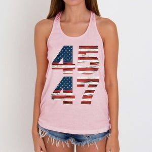 Trump 45 47 American Flag Republican Trump 2024 President Gift Women's Knotted Racerback Tank