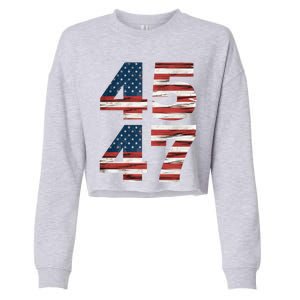 Trump 45 47 American Flag Republican Trump 2024 President Gift Cropped Pullover Crew