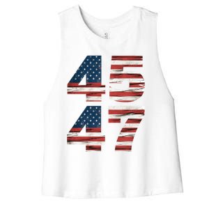 Trump 45 47 American Flag Republican Trump 2024 President Gift Women's Racerback Cropped Tank