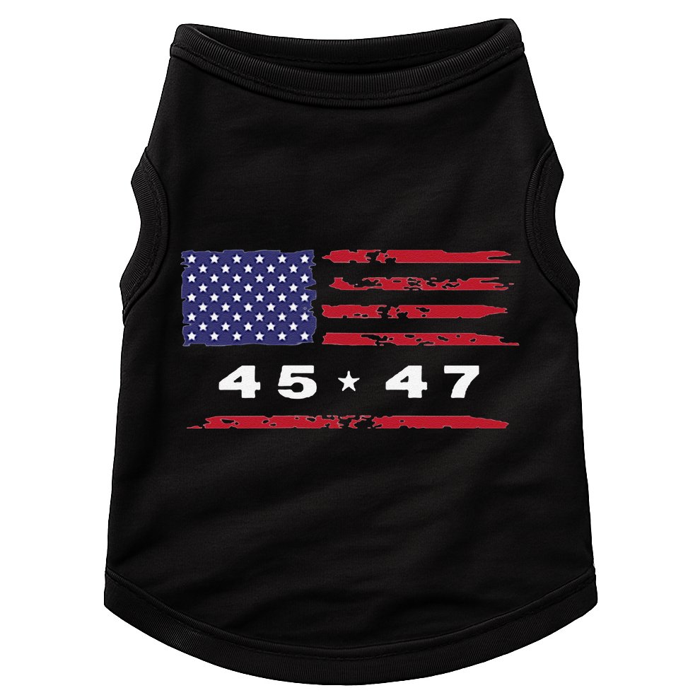 Trump 45 47 American Flag Grunge Distressed 2024 Maga Pocket Doggie Tank