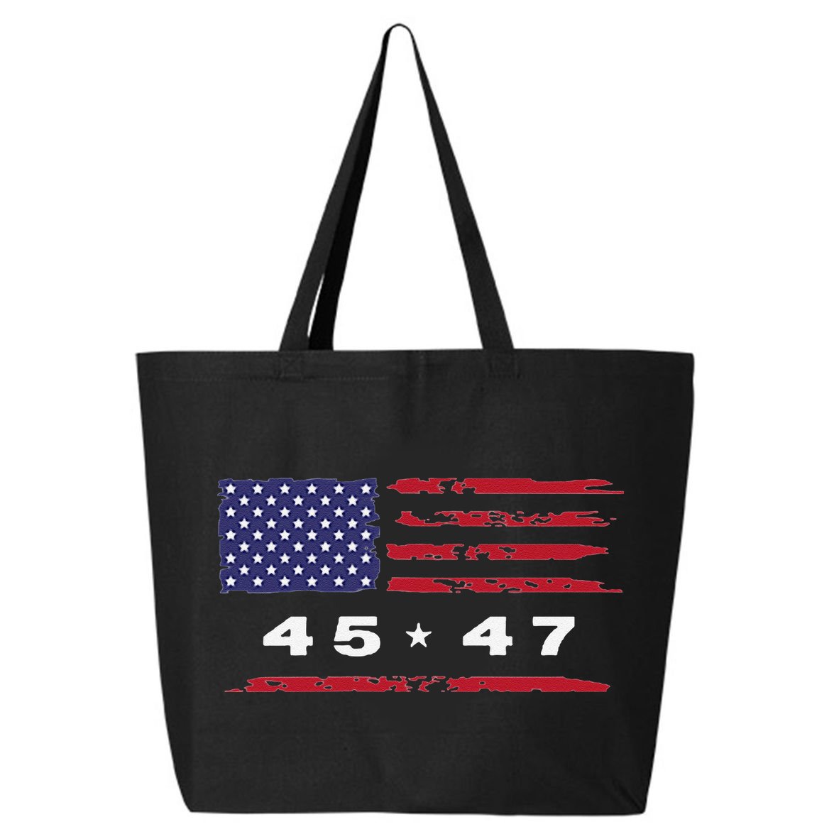Trump 45 47 American Flag Grunge Distressed 2024 Maga Pocket 25L Jumbo Tote