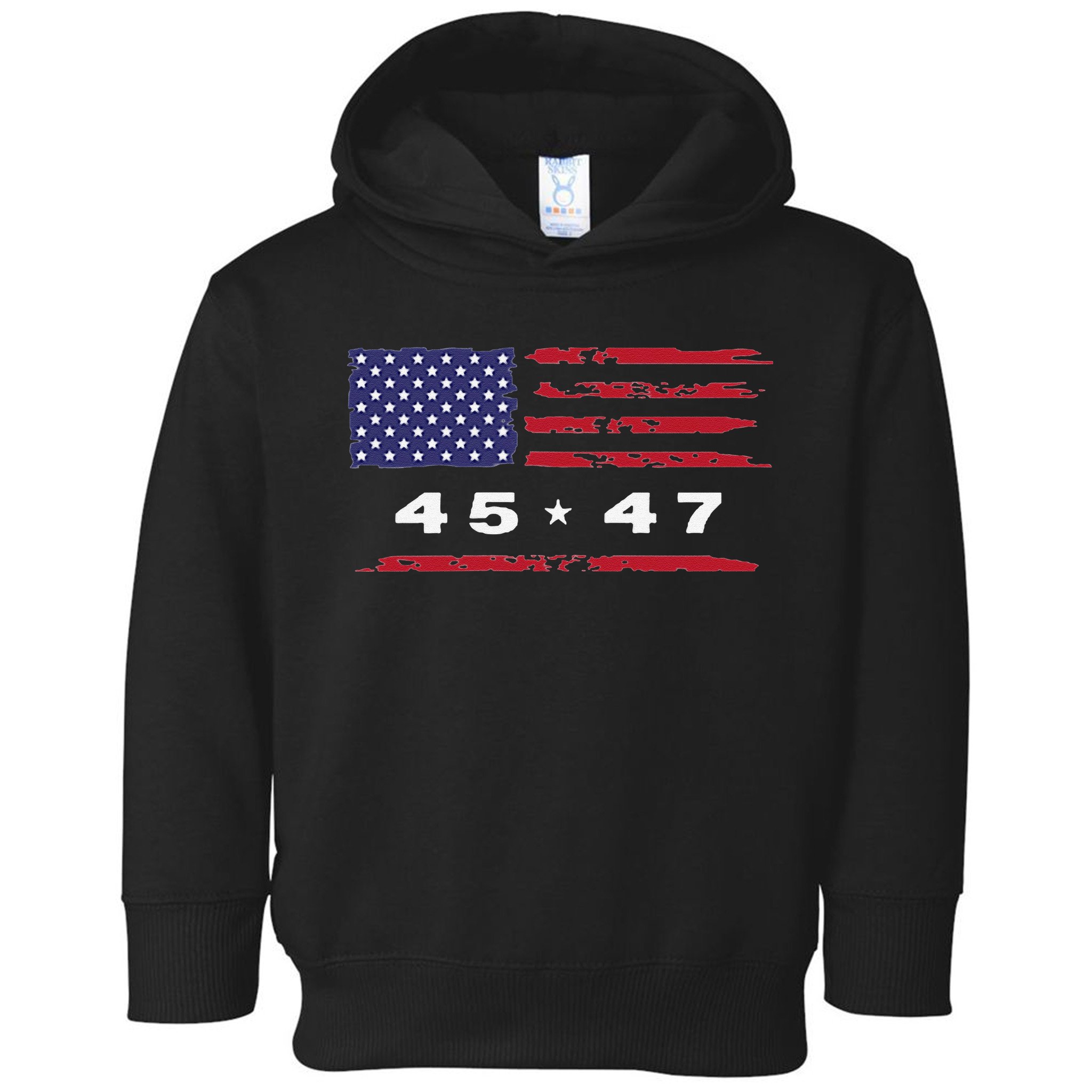 Trump 45 47 American Flag Grunge Distressed 2024 Maga Pocket Toddler Hoodie