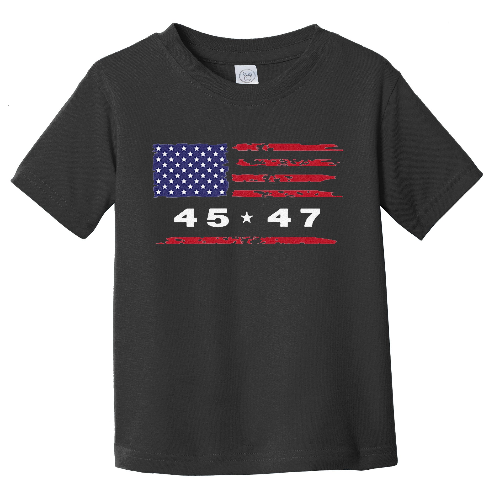 Trump 45 47 American Flag Grunge Distressed 2024 Maga Pocket Toddler T-Shirt