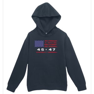 Trump 45 47 American Flag Grunge Distressed 2024 Maga Pocket Urban Pullover Hoodie