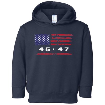 Trump 45 47 American Flag Grunge Distressed 2024 Maga Pocket Toddler Hoodie