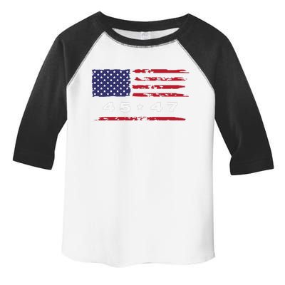 Trump 45 47 American Flag Grunge Distressed 2024 Maga Pocket Toddler Fine Jersey T-Shirt