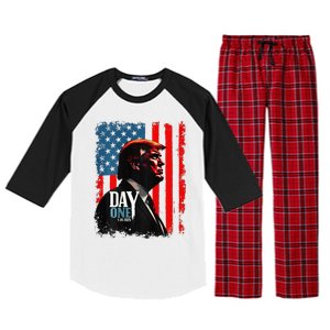 Trump 45 47 [On Back] Day One Trump President Elect Maga Raglan Sleeve Pajama Set