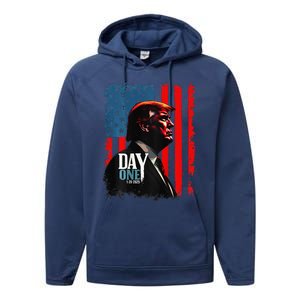 Trump 45 47 [On Back] Day One Trump President Elect Maga Performance Fleece Hoodie