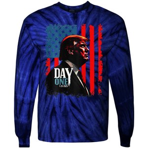 Trump 45 47 [On Back] Day One Trump President Elect Maga Tie-Dye Long Sleeve Shirt