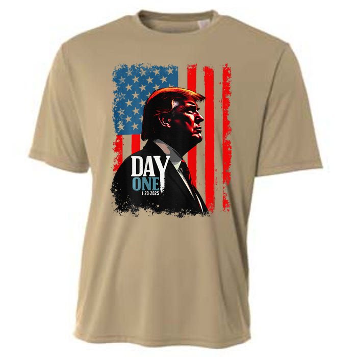 Trump 45 47 [On Back] Day One Trump President Elect Maga Cooling Performance Crew T-Shirt