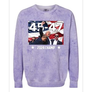 Trump 45 47 2024 Champ Trump Victory Colorblast Crewneck Sweatshirt