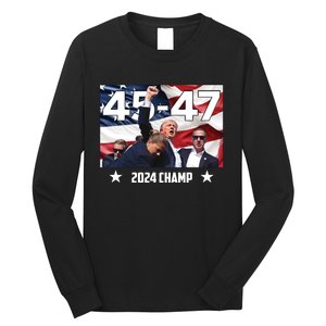 Trump 45 47 2024 Champ Trump Victory Long Sleeve Shirt