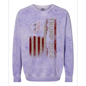 Trump 45/47 American Flag 2024 Colorblast Crewneck Sweatshirt