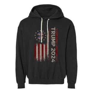 Trump 45/47 American Flag 2024 Garment-Dyed Fleece Hoodie