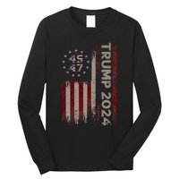 Trump 45/47 American Flag 2024 Long Sleeve Shirt