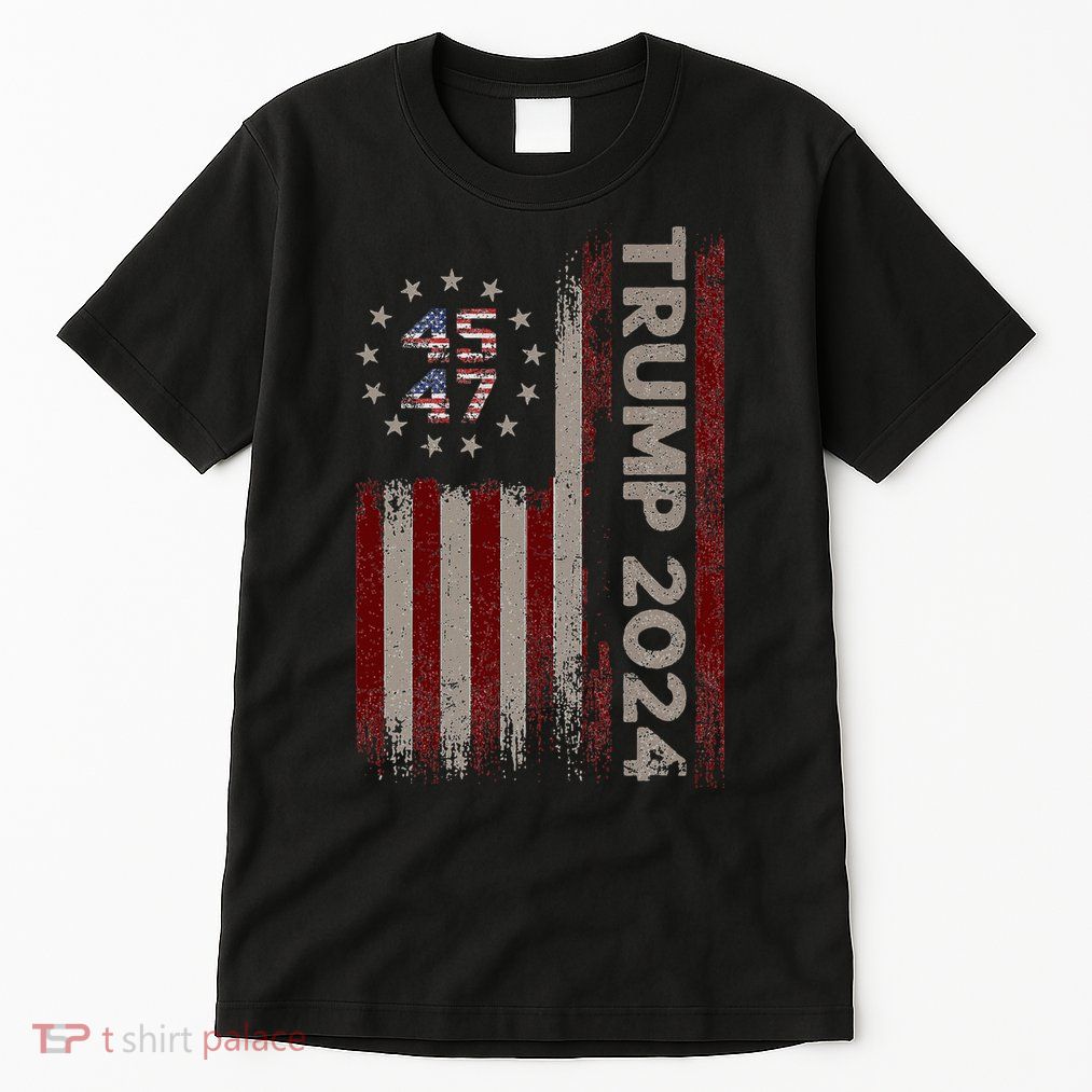Trump 45/47 American Flag 2024 Tall T-Shirt