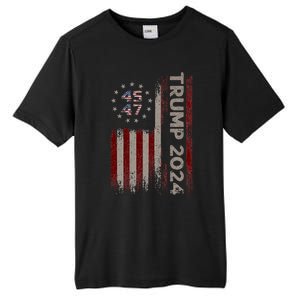 Trump 45/47 American Flag 2024 Tall Fusion ChromaSoft Performance T-Shirt