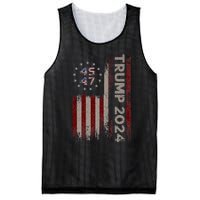 Trump 45/47 American Flag 2024 Mesh Reversible Basketball Jersey Tank