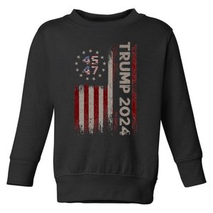 Trump 45/47 American Flag 2024 Toddler Sweatshirt