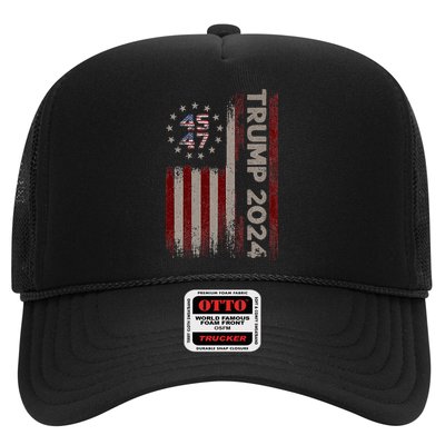 Trump 45/47 American Flag 2024 Trucker Hat