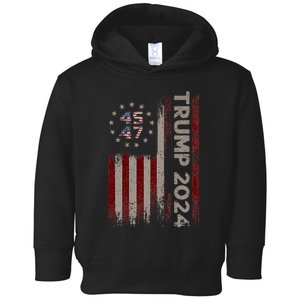 Trump 45/47 American Flag 2024 Toddler Hoodie