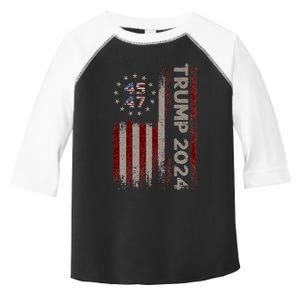 Trump 45/47 American Flag 2024 Toddler Fine Jersey T-Shirt