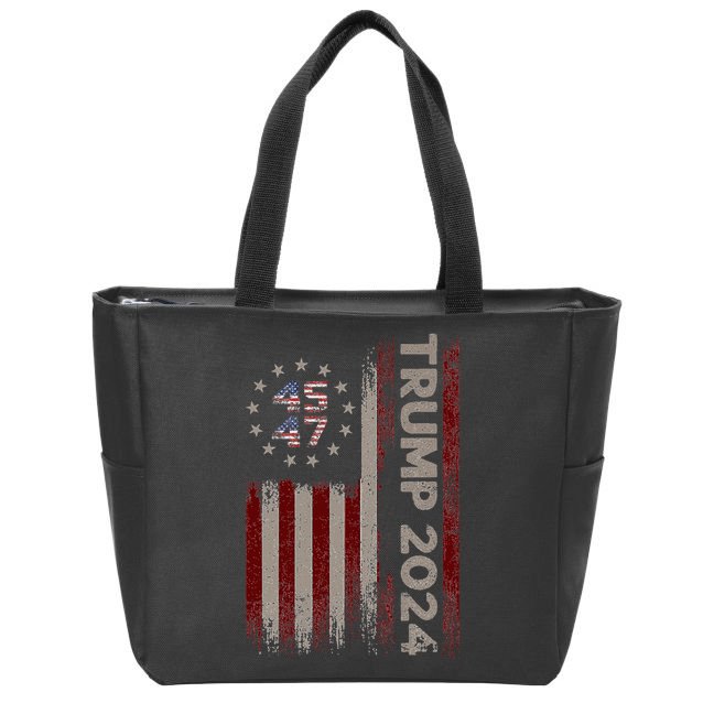 Trump 45/47 American Flag 2024 Zip Tote Bag