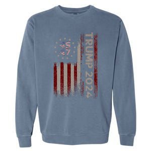 Trump 45/47 American Flag 2024 Garment-Dyed Sweatshirt