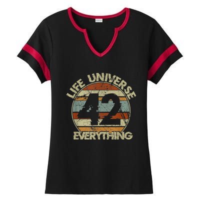 The 42 Answer To Life The Universe And Everything Ladies Halftime Notch Neck Tee