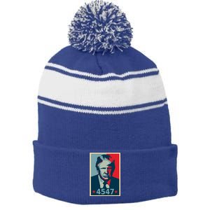 Trump 45th And 47th President Election 2024 Donald Trump Gift Stripe Pom Pom Beanie