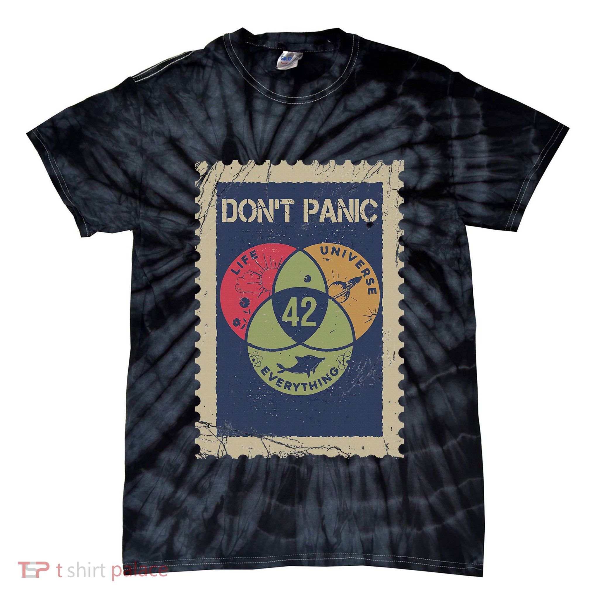 The 42 Answer To Life The Universe And Everything Postage Tie-Dye T-Shirt