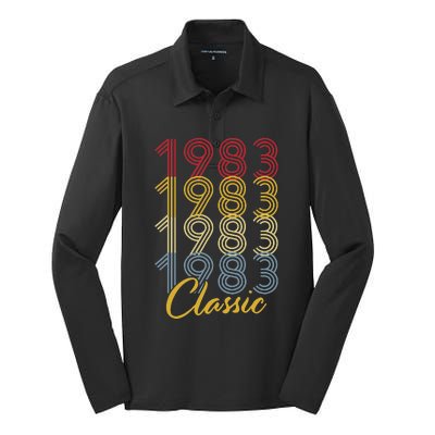 Turning 40 Birthday Decorations 40th BDay 1983 Birthday Silk Touch Performance Long Sleeve Polo