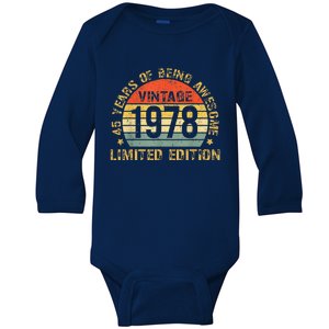 Turning 45 Birthday Decorations  45th BDay 1978 Birthday Baby Long Sleeve Bodysuit