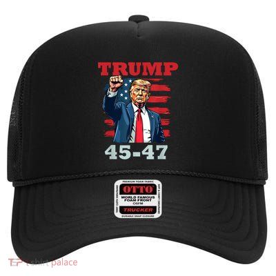 Trump 4547 Bold Presidential Design For Trump Supporters High Crown Mesh Back Trucker Hat