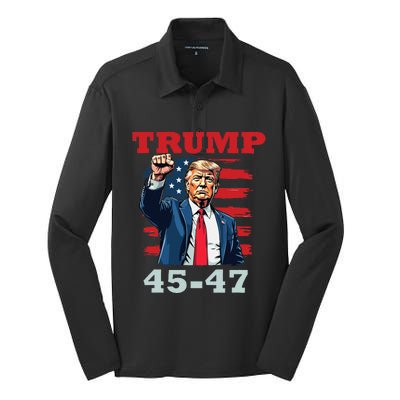 Trump 4547 Bold Presidential Design For Trump Supporters Silk Touch Performance Long Sleeve Polo