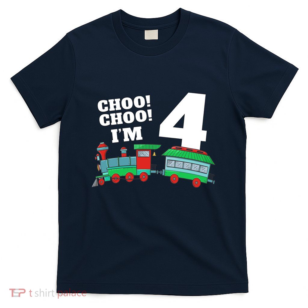 Train 4th Birthday Boy Train 4 Year Old Four T-Shirt