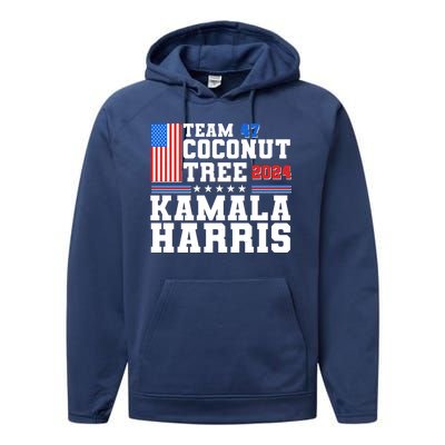 Team 47 Coconut Tree 2024 Kamala Harris 2024 Election Performance Fleece Hoodie