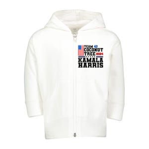 Team 47 Coconut Tree 2024 Kamala Harris 2024 Election Toddler Zip Fleece Hoodie