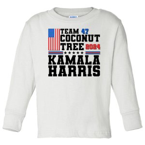 Team 47 Coconut Tree 2024 Kamala Harris 2024 Election Toddler Long Sleeve Shirt