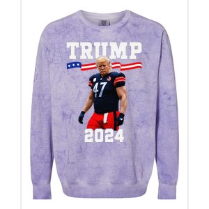 Trump 47 Football Jersey 2024 Us Flag Trump Vance 2024 Gift Colorblast Crewneck Sweatshirt