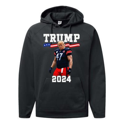 Trump 47 Football Jersey 2024 Us Flag Trump Vance 2024 Gift Performance Fleece Hoodie